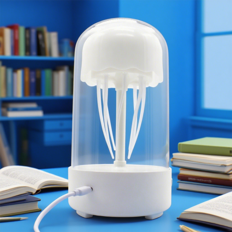 Jellyfish Lamp: Stunning LED light mimics floating jellyfish, 7-color shifts, creates magical, serene ambiance. Unique visual allure for any space.